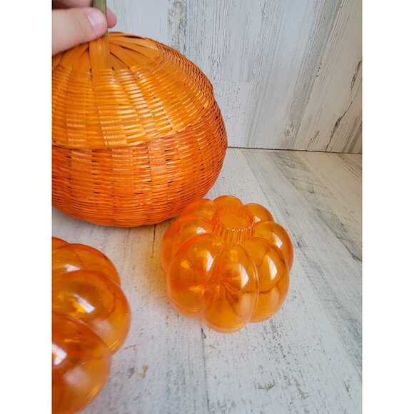 Pumpkin container set wicker basket Halloween home decor set - Picture 8 of 11